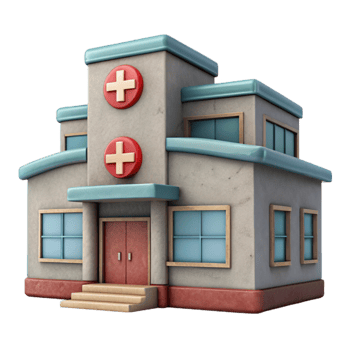 beautiful contemporary Hospital Building Front View Isolated Element professional png