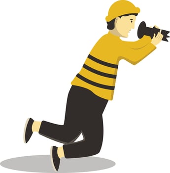 Men Professional Photographer with Cartoon Design. vector