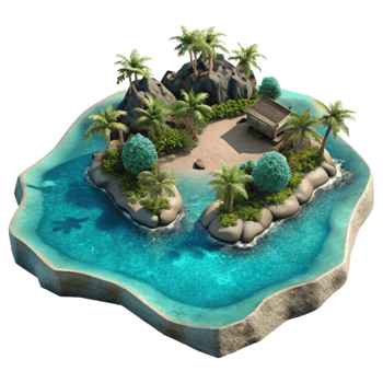 impressive abstract Island Paradise Aerial View Turquoise Water Cutout authentic png