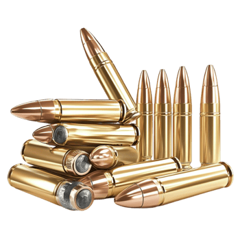 Shiny golden bullets with a polished metallic finish and sharp tips png