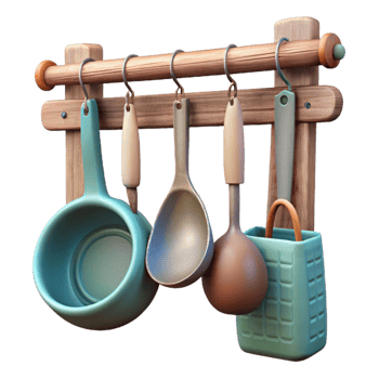 impressive classic Kitchen Utensils Hanging on Rack Cutout exclusive png