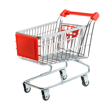 Empty shopping cart isolated against a clean transparent background, ready for use in a retail environment, Empty shopping cart isolated png