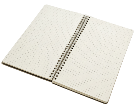 Open dotted notebook on a transparent background png
