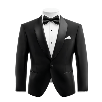 Elegant black tuxedo suit on a transparent background for formal wear mockup display, black tuxedo suit for mockup,isolated transparent background png