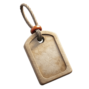 serene modern Luggage Tag with String Blank White Cutout high resolution png