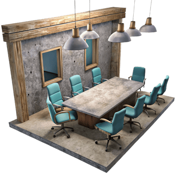dramatic creative Meeting Room Interior Empty Isolated detailed png