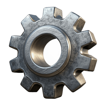 vibrant vintage Metallic Gray Gear Cogs Rotating Isolated original png