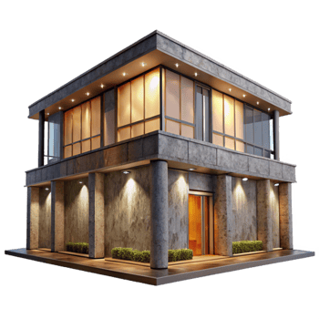 impressive minimalist Modern Building Exterior Night View Transparent Background premium png