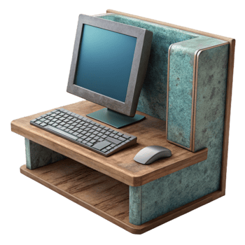 extraordinary creative Modern Desktop Computer Side View with Keyboard Isolated professional png
