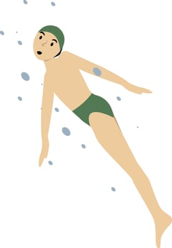 Swimming Male Character Isolated on White Background vector