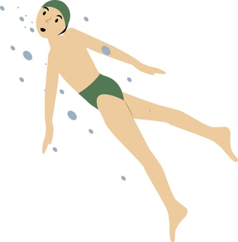 Swimming Male Character with Cartoon Design vector