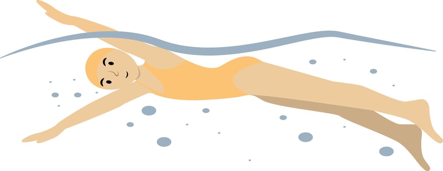 Swimming Female Character Isolated on White Background. vector