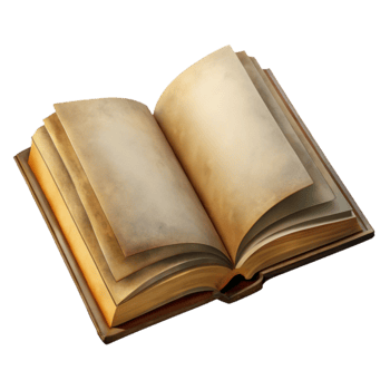 dramatic rustic Open Book with Blank Pages Isolated on Transparent Background exclusive png
