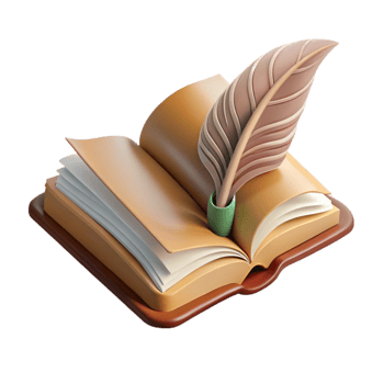 extraordinary modern Open Book with Feather Bookmark Cutout with Soft Lighting genuine png