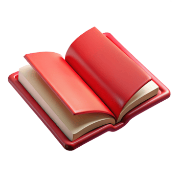 serene abstract Open Book with Red Cover Isolated on Transparent Background detailed png