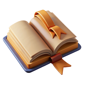 serene classic Open Book with Ribbon Bookmark Cutout with Dim Lighting exclusive png