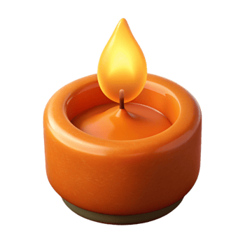 extraordinary traditional Orange Candle Flame Isolated with Flickering Effect 4K png
