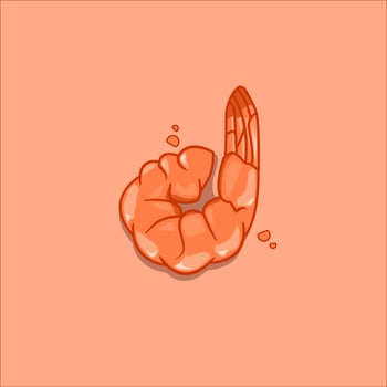 Shrimp Fries Seafood Cartoon Design Illustration vector