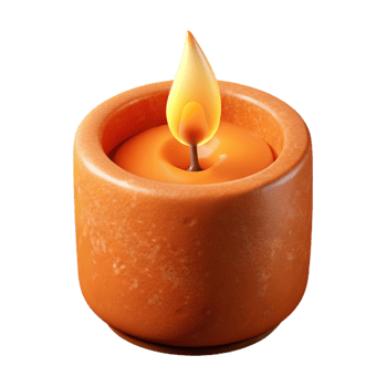 impressive creative Orange Candle with Burning Flame Cutout Isolated exclusive png