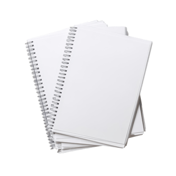 Blank notepad pages stacked on a transparent background for creative writing or brainstorming sessions, blank paper sheets or notepad pages on transparent backgroundfile png