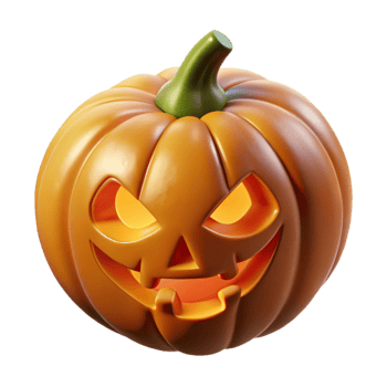 magnificent artistic Orange Jack O Lantern Isolated Element with Glowing Face professional png