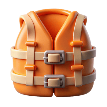 wonderful classic Orange Life Vest Buckle Detail Transparent Background high quality png
