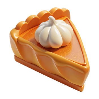 dramatic rustic Orange Pumpkin Pie Slice Cutout with Whipped Cream high quality png