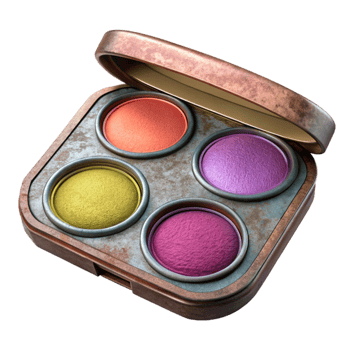 dramatic abstract Palette of Eye Shadows with Shimmer Finish Isolated original png