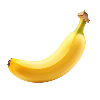 Fresh, ripe banana isolated on a clean transparent background, showcasing its vibrant color and shape, banana isolated on a transparent background png