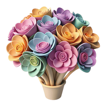 elegant traditional Paper Flowers Bouquet Colorful Design Isolated on Transparent Background authentic png