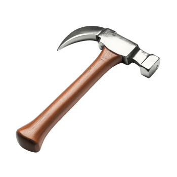 Claw hammer isolated on a clean background showcasing the wooden handle and shiny metal head ideal for construction and home improvement tasks, Claw hammer isolated Stock Photo png