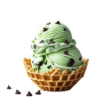 Delicious Vanilla Ice Cream with Chocolate Drizzle and Shavings on a transparent background png