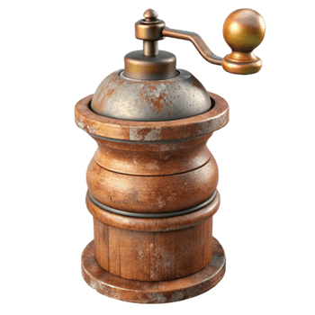 beautiful vintage Pepper Grinder Wooden Isolated exclusive png