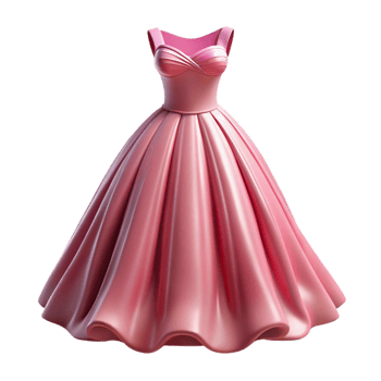 vibrant vintage Pink Wedding Dress Silhouette Isolated Element premium png