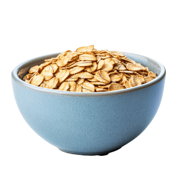 A bowl filled with oat flakes on a transparent background perfect for healthy breakfast ideas and snacks, Oat flakes in a bowl on transparent background png