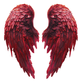 Red Angel Wings Fantasy Art on transparent background. png