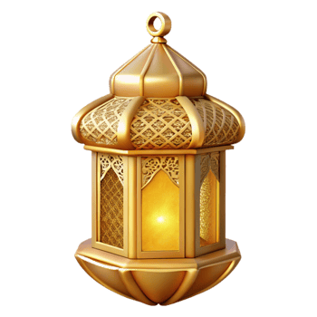 dramatic vintage Ramadan Lantern Intricate Design Golden Isolated Cutout 4K png
