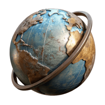 wonderful abstract Realistic Globe Rotating Slightly Right Isolated exclusive png