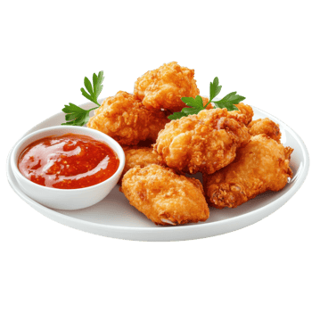 Delicious Sauce Fried Meat on transparent background. png