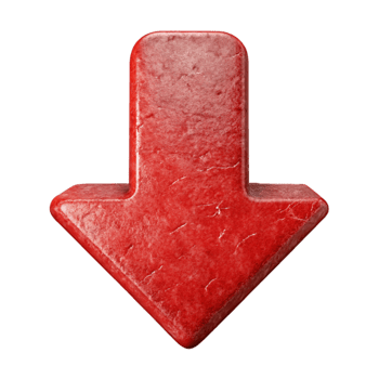 beautiful creative Red Downward Arrow Finance Icon Isolated detailed png
