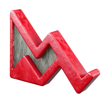 wonderful vintage Red Downward Trending Graph Cutout Element premium png