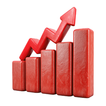 extraordinary classic Red Graph Chart with Upward Trend Isolated original png