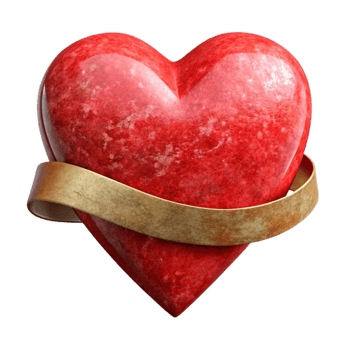 vibrant modern Red Heart Shape with Ribbon Cutout exclusive png
