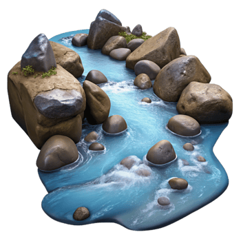 wonderful rustic River Stream with Rocks and Water Transparent Background authentic png