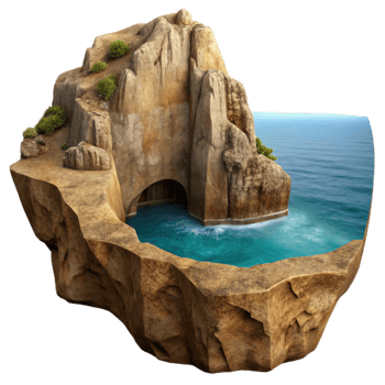 vibrant creative Rocky Cliff Cutout with Ocean View detailed png