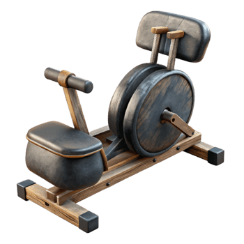 vibrant minimalist Rowing Machine Black Isolated Element with Sliding Seat 4K png