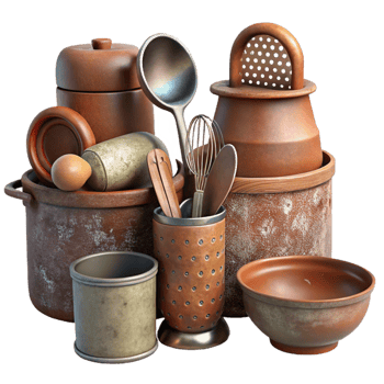 stunning minimalist Rustic Kitchen Utensils Collection Isolated on Transparent Background professional png