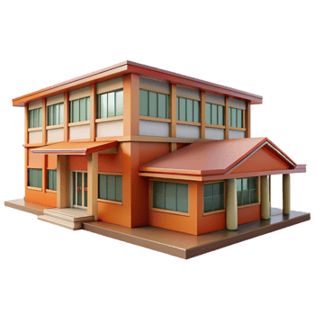 elegant contemporary School Building with Modern Architecture Isolated with Side Angle genuine png