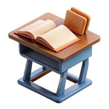 extraordinary creative School Desk with Open Book Isolated Element professional png