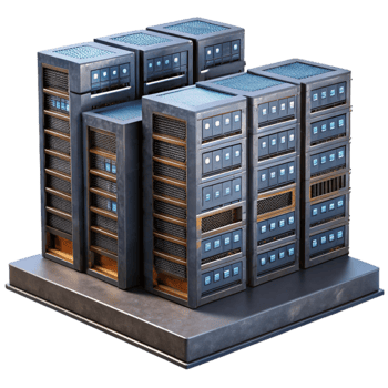 vibrant vintage Server Room with Rows of Servers Transparent Background authentic png